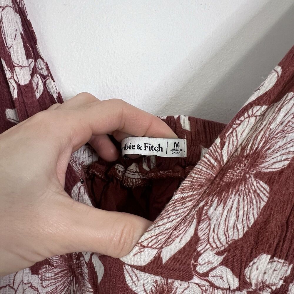 Abercrombie & Fitch Floral Maxi Tie Strap Dress Size M Brown Open Back Tiered - Picture 4 of 9